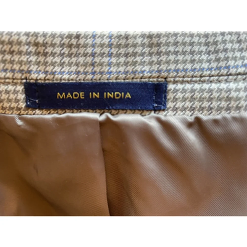Macy's Club Room Brown Tan Houndstooth Sport Coat Blazer 42R